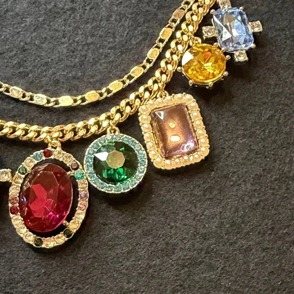 House of Harlow 1960 Gold Multicolor Gemstone Necklace